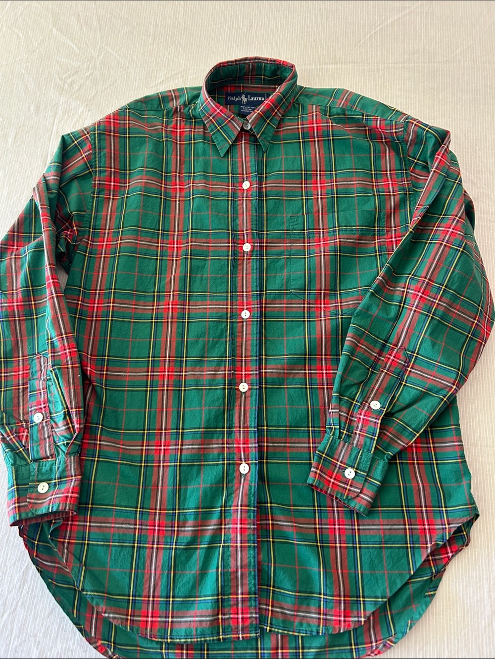 1980’s Vintage Ralph Lauren Green Plaid Button-Down Shirt